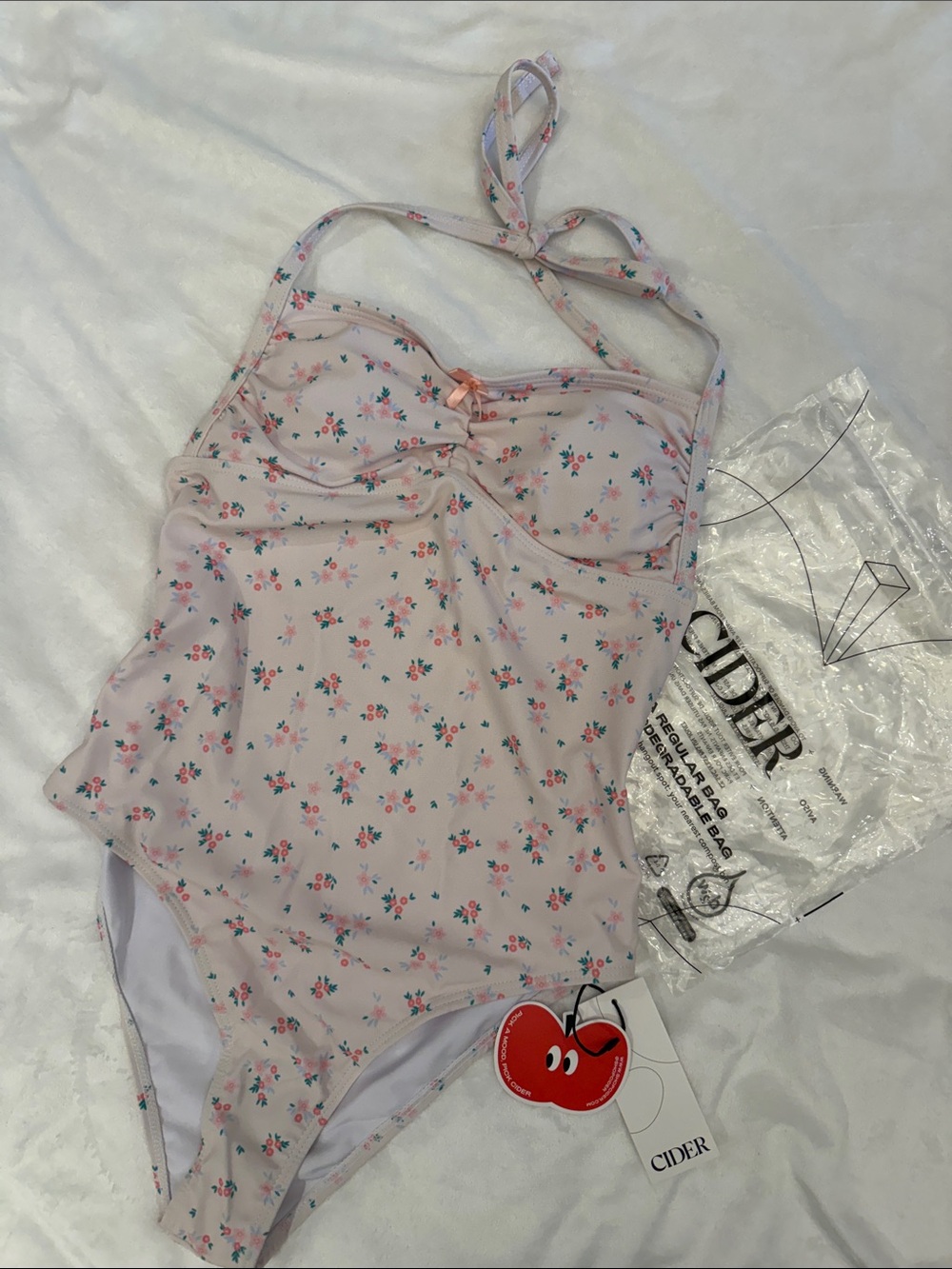 Cider Pink Floral Halter One-Piece Swimsuit